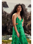 Robe Longue Verte à Motifs Dos Nu - La sélection des voisines