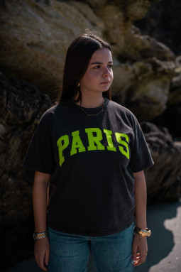 tee shirt gris et jaune