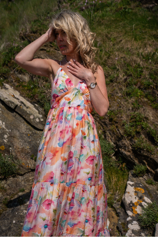 Robe longue à fleurs