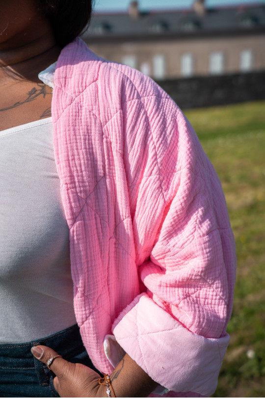 veste matelassée rose