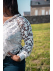 chemise blanche brodé pâquerettes