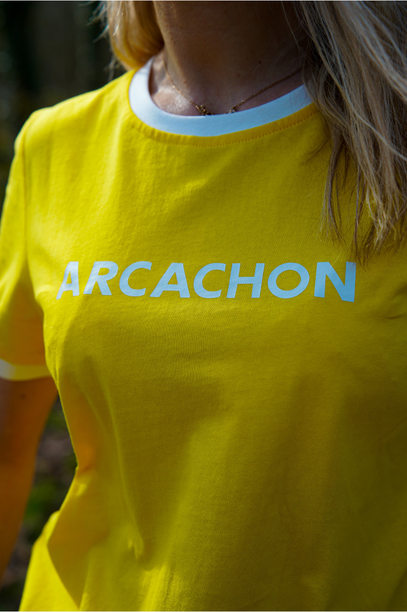 Tee shirt jaune inscription arcachon
