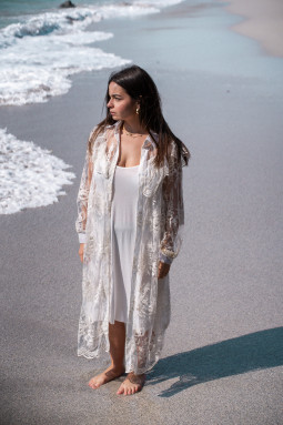 Robe longue blanche dentelle
