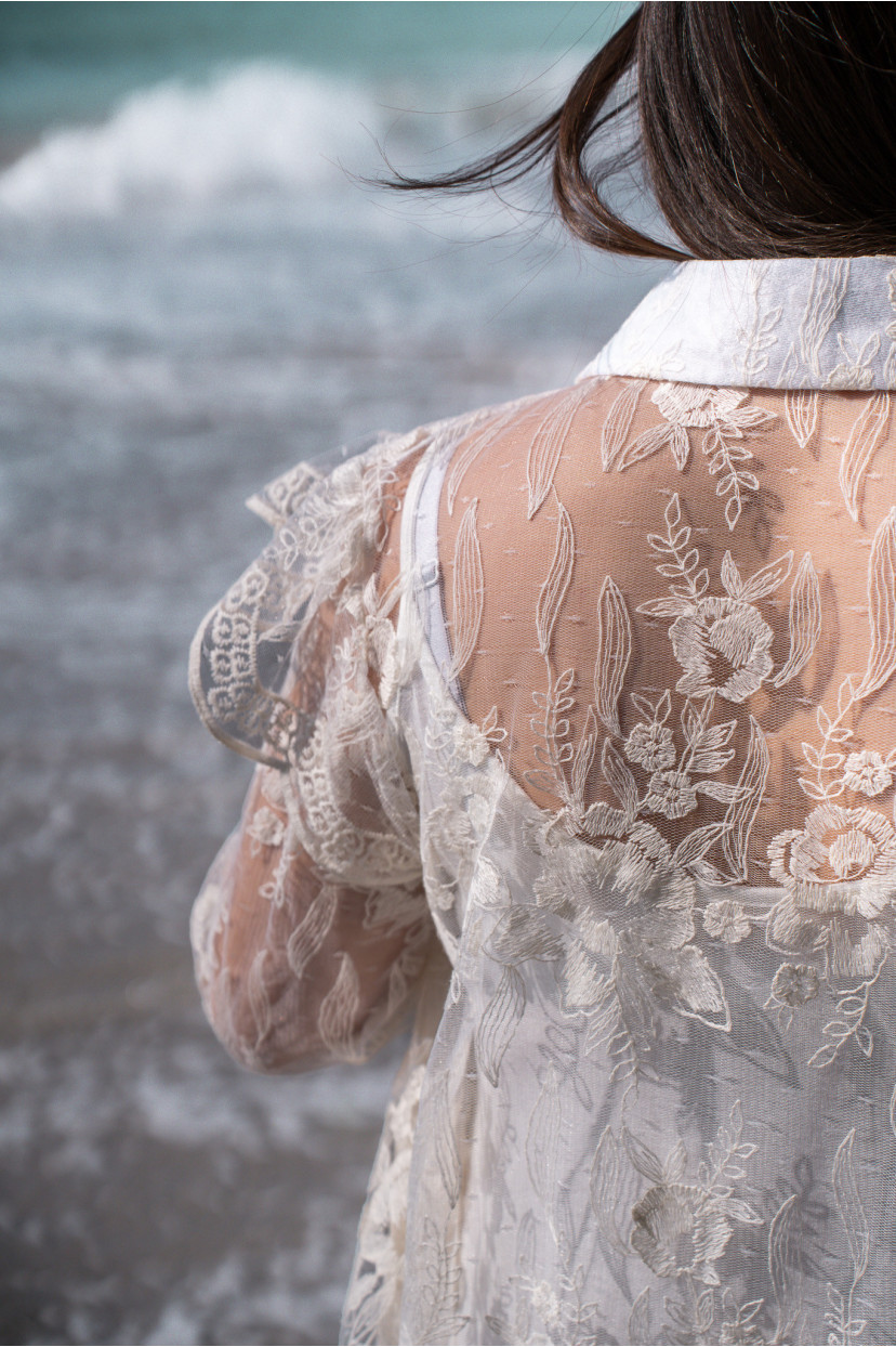 Robe longue blanche dentelle