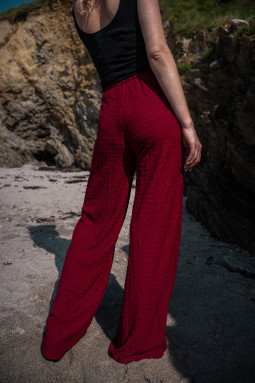 pantalon femme large prune