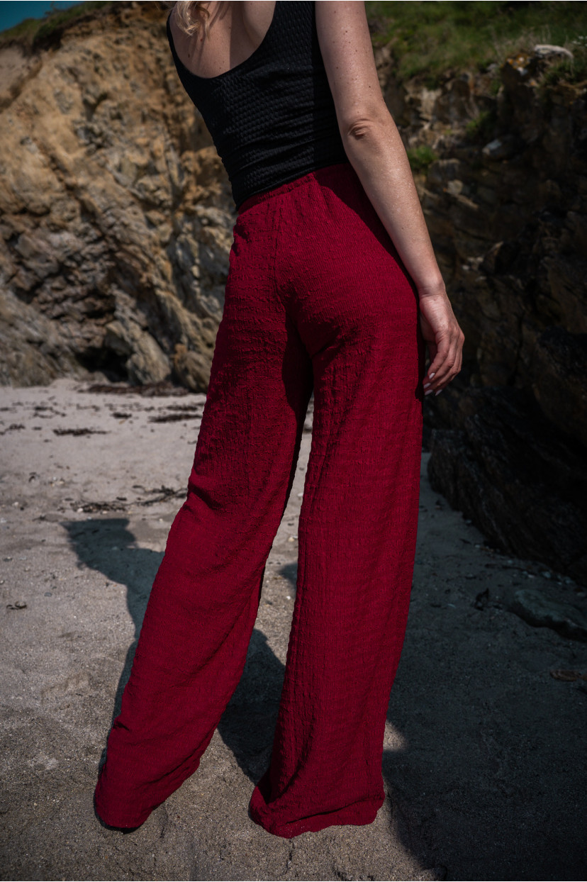 pantalon femme large prune