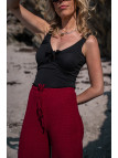 pantalon femme large prune