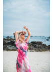 Robe satinée rose