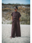 chemise chocolat effet lin