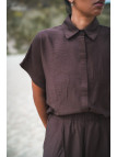 chemise chocolat effet lin