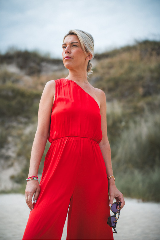 combinaison fluide asymétrique orange