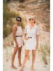 Haut rayé beige et blanc