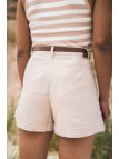 short ecru femme ceinturé chic