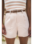 short ecru femme ceinturé chic