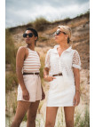 short ecru femme ceinturé chic